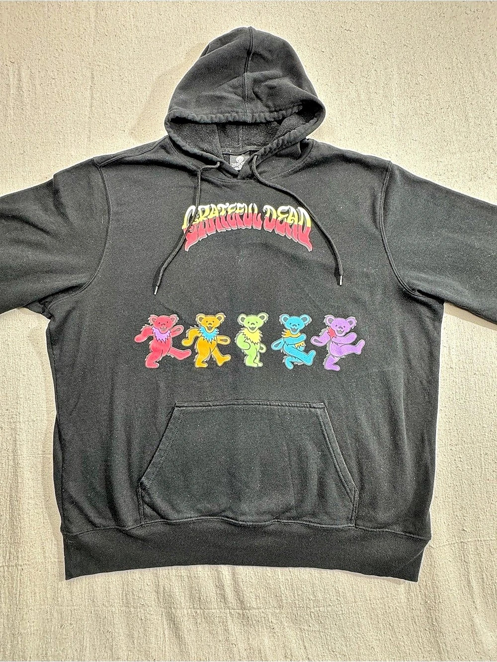 Grateful Dead Dancing Bears Black Graphic Hoodie Sweatshirt 2XL Deadhead x